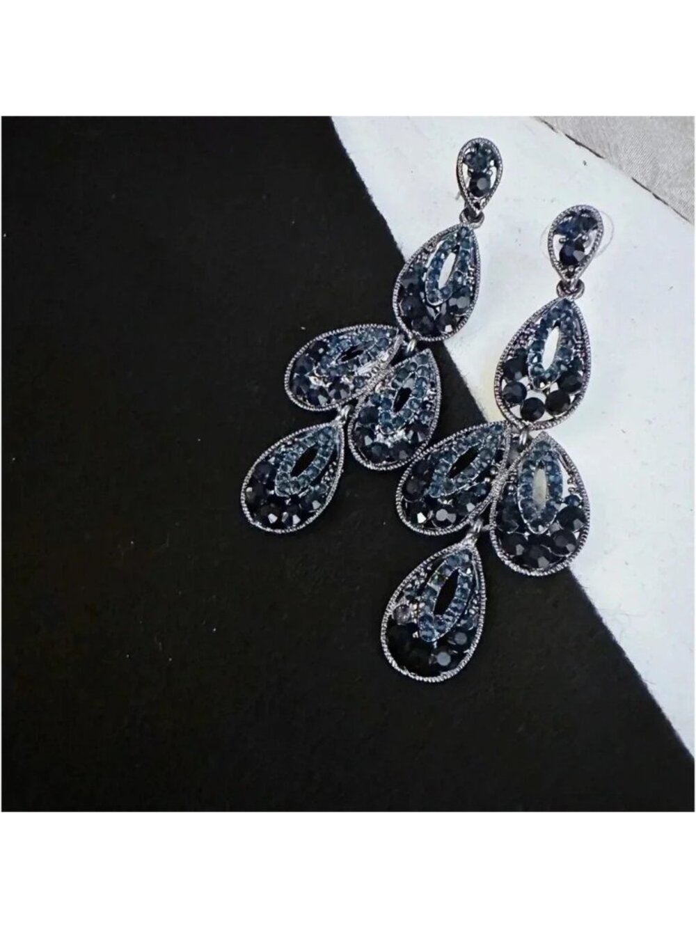 Deep Sapphire Rhinestone Earrings